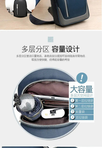 Bolsa de peito masculina nova moda estilo coreano casual esportiva à prova d'água bolsa de peito oxford transversal para homens bolsa de ombro mensageiro