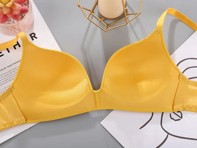 Sutiã feminino sem costura sexy sem aro push up roupa íntima para meninas estudantes respirável fino 10 cores sutiãs femininos sutiã respirável franzido