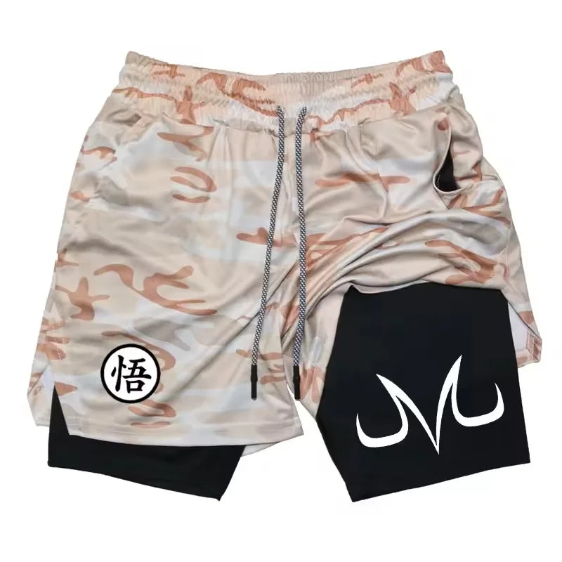 2025 Nova Tendência da Moda Masculina Estampada Shorts Esportivos Academia Casual Exercício Tecido de Secagem Rápida Camada Dupla 2 em 1 Verão