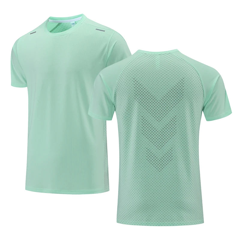 Camiseta fitness masculina de verão, respirável, manga curta, gola redonda, camiseta justa, roupa de ginástica, roupa esportiva para atividades ao ar livre