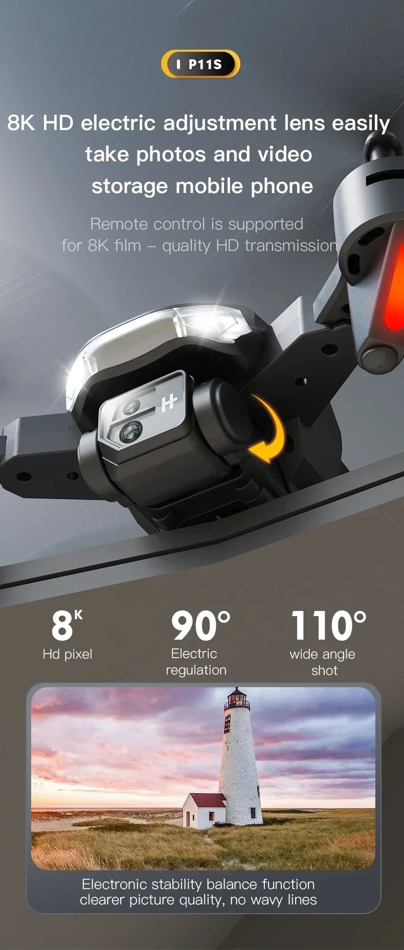 Drone Xiaomi MIJIA P11 Max 8K HD 5G GPS Fotografia Aérea Profissional Câmera Dupla Evita Obstáculos Quadrotor Sem Escovas 10000M