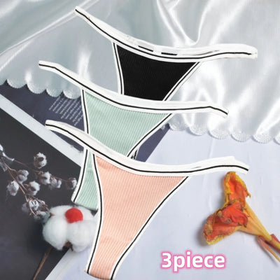 Calcinha feminina de algodão, fio dental sexy, sem costura, invisível, cintura baixa, confortável, cor sólida, fio dental