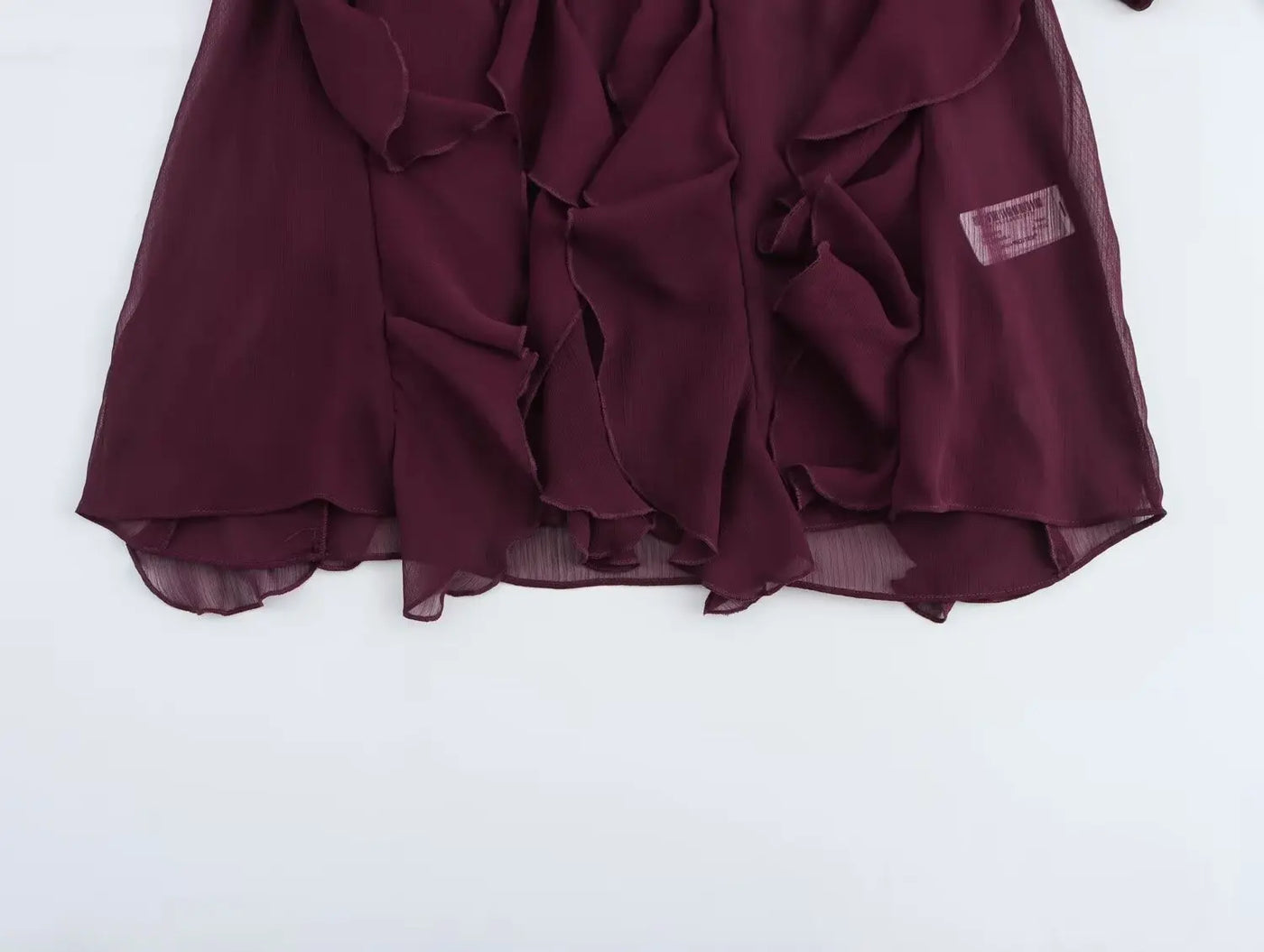 Camisas femininas elegantes, soltas, de manga comprida, em camadas, para escritório, vintage, com decote em V, translúcidas, com babados em camadas, verão 2025