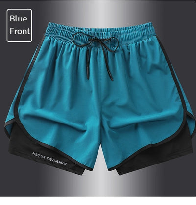 Shorts esportivos casuais anti-exposição de camada dupla masculinos, mais vendidos no verão, para corrida, fitness, calças três quartos