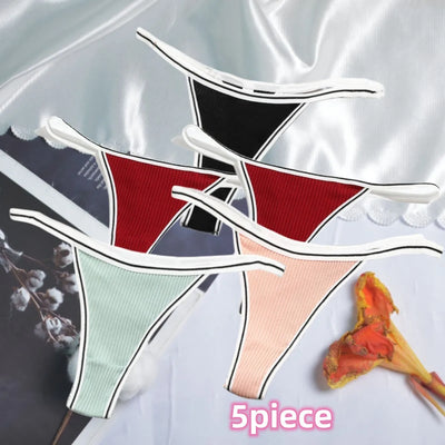 Calcinha feminina de algodão, fio dental sexy, sem costura, invisível, cintura baixa, confortável, cor sólida, fio dental