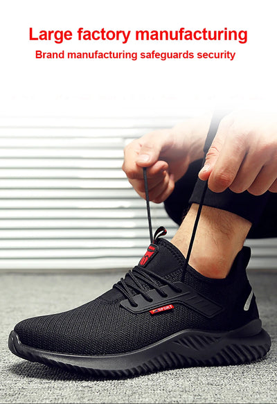 Tênis de trabalho com biqueira de aço, calçados de segurança masculinos à prova de furos, botas de trabalho da moda, calçados indestrutíveis de segurança