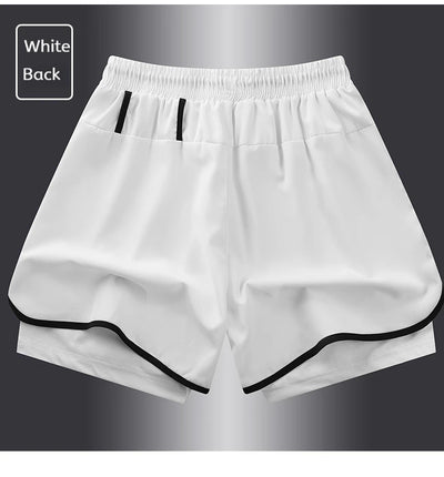 Shorts esportivos casuais anti-exposição de camada dupla masculinos, mais vendidos no verão, para corrida, fitness, calças três quartos