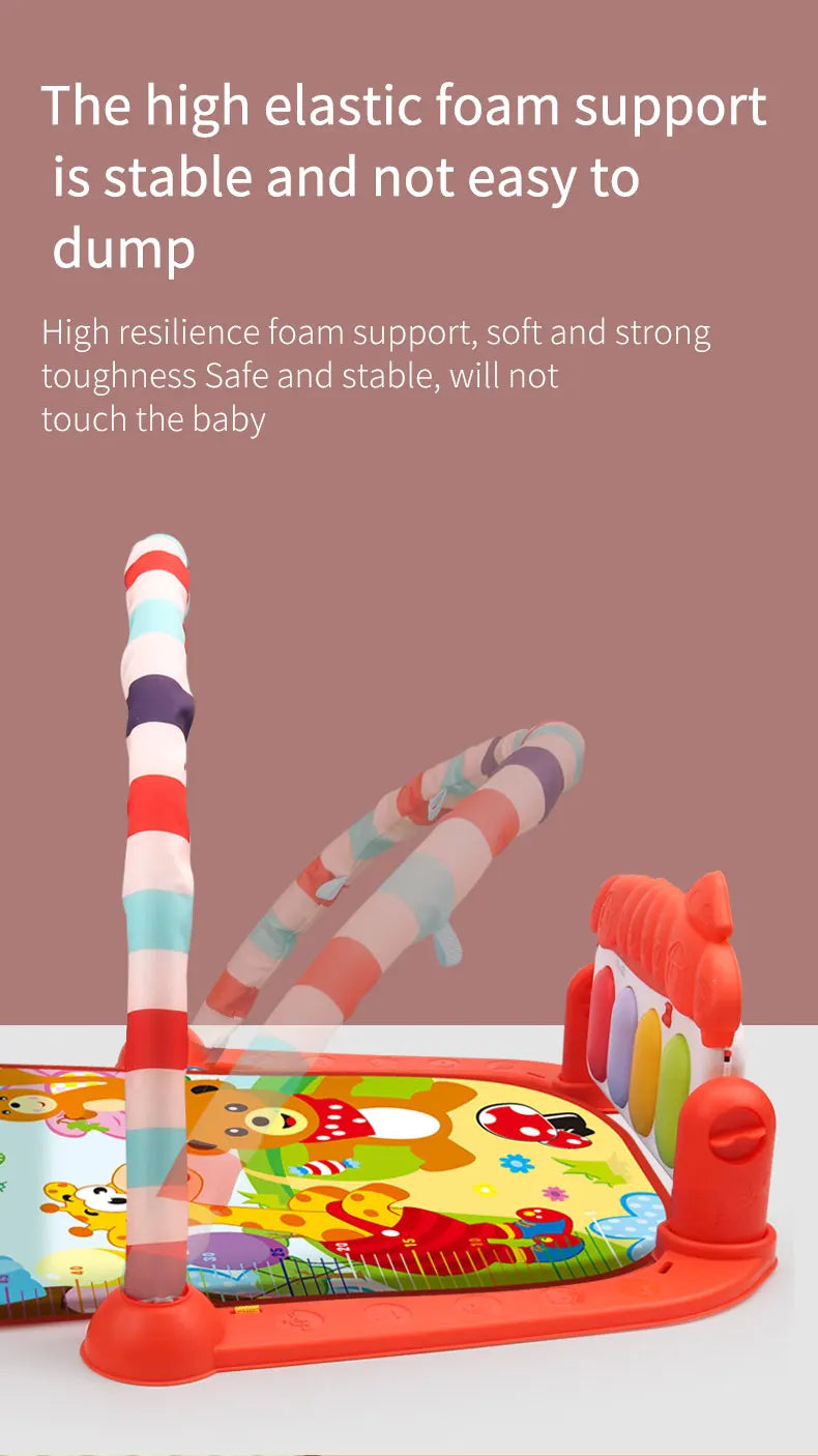 Tapete de atividades para bebês, brinquedo de ginástica com suporte musical, estrutura de fitness multifuncional para crianças, tapete educacional para engatinhar, presente para crianças