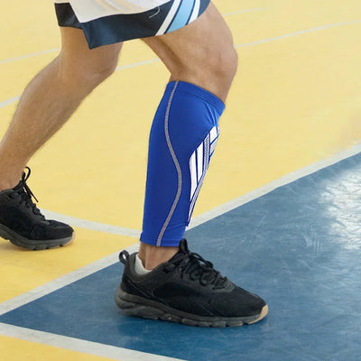 1 peça de mangas de compressão para panturrilha com almofada de EVA para homens e mulheres, suporte para pernas para dores nas canelas, caneleiras para corrida de futebol