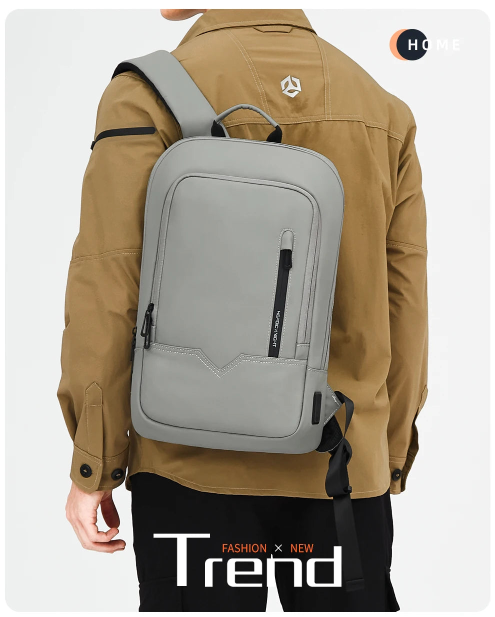 Mochila Heroic Knight para laptop de 14" Mochila fina masculina multifuncional para negócios, à prova d'água, com carregamento USB, mochila de viagem para trabalho