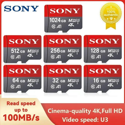 Cartão de memória Sony TF 1 TB Cartão Micro SD de alta velocidade 128 GB 1 TB 512 GB 256 GB A2 U3 V30 Cartões flash SD TF para telefone Xiaomi Computador