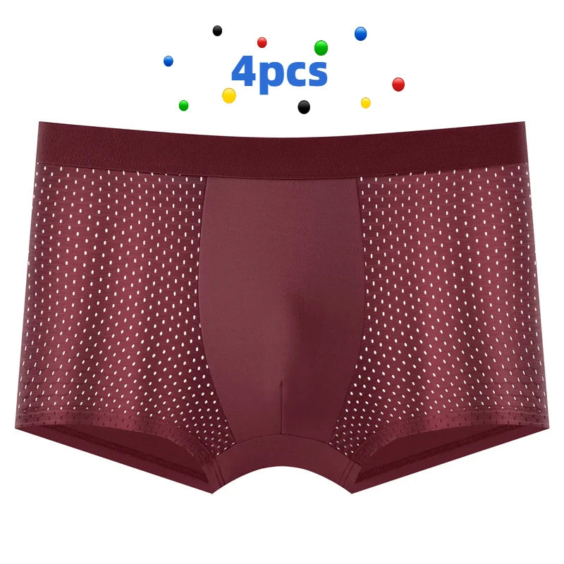 4 peças Banboo Fibra Cueca Masculina Boxer Masculino Calcinha Sólida Shorts Cuecas Masculinas Respirável Íntimo Boxers Masculinos 4 peças