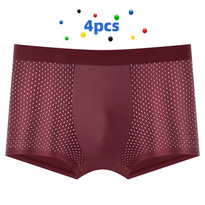 4 peças Banboo Fibra Cueca Masculina Boxer Masculino Calcinha Sólida Shorts Cuecas Masculinas Respirável Íntimo Boxers Masculinos 4 peças
