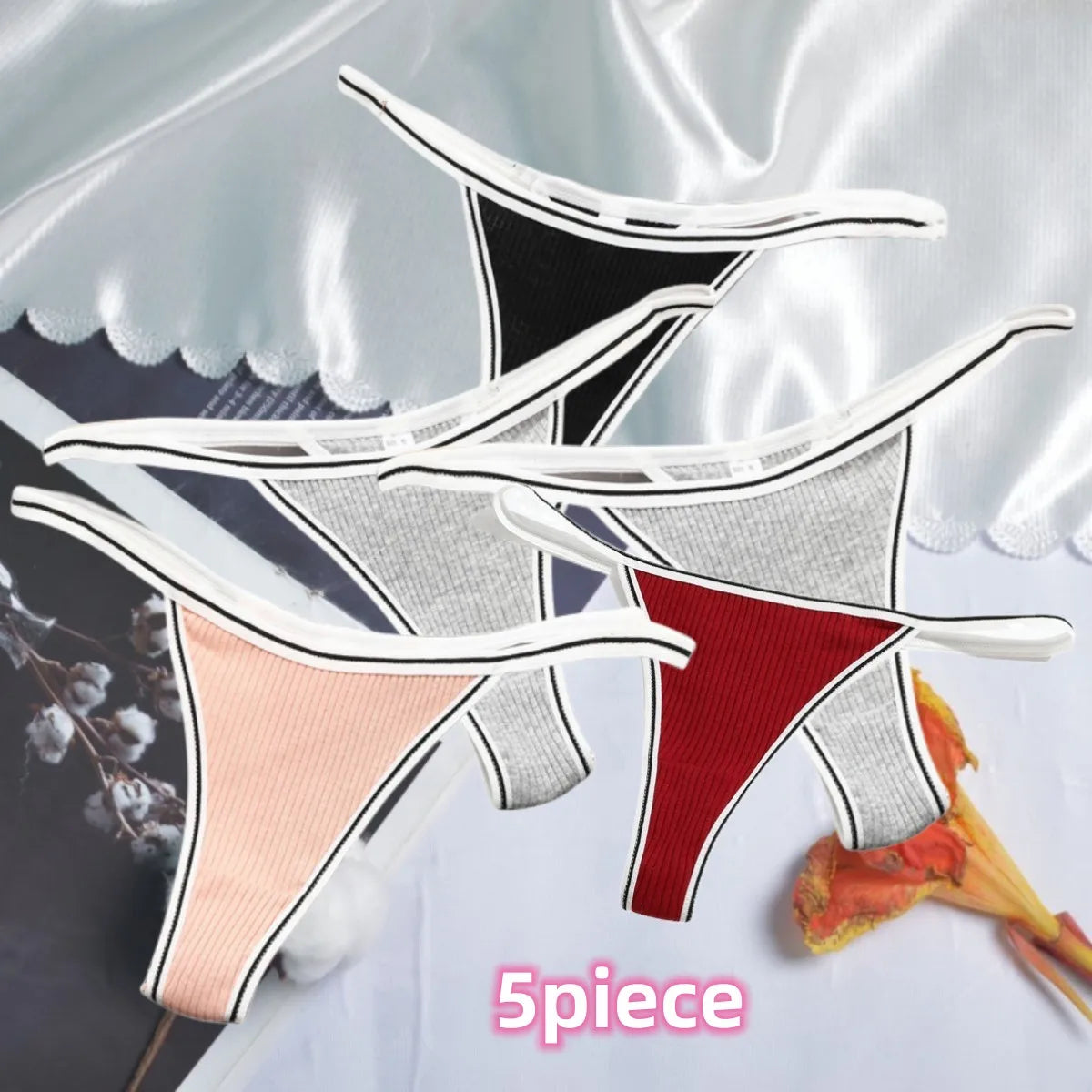 Calcinha feminina de algodão, fio dental sexy, sem costura, invisível, cintura baixa, confortável, cor sólida, fio dental