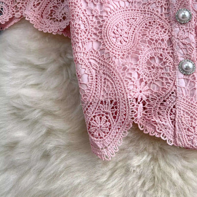 Elegante vestido longo de pérolas, conjunto feminino de 2 peças, manga curta, flor, bordado, camisa de renda, saia midi evasê