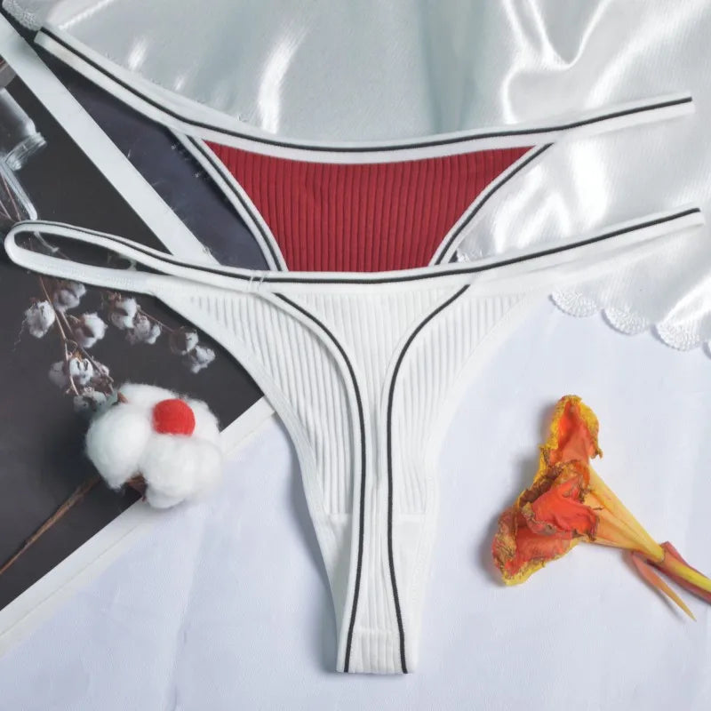 Calcinha feminina de algodão, fio dental sexy, sem costura, invisível, cintura baixa, confortável, cor sólida, fio dental