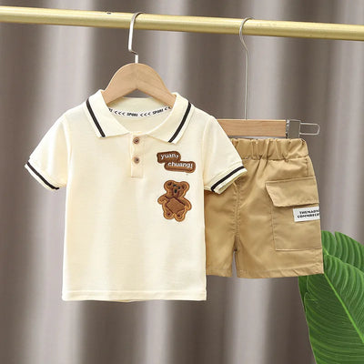 Roupas infantis mãe Roupas infantis Conjuntos infantis Meninos Camiseta Shorts Verão Algodão Manga curta moda Terno 2PCS