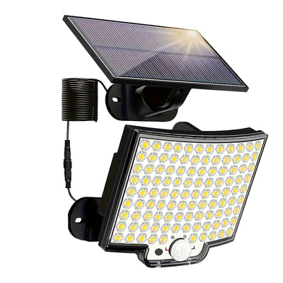 Luzes solares divididas de 3 modos, à prova d'água, com sensor de movimento, holofote, controle remoto para pátio, garagem, quintal, lâmpadas de parede