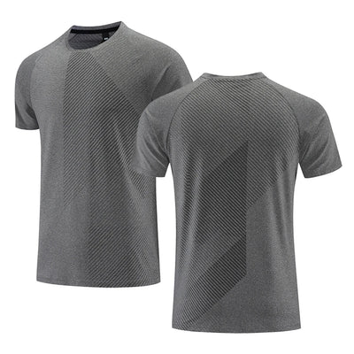 Camiseta fitness masculina de verão, respirável, manga curta, gola redonda, camiseta justa, roupa de ginástica, roupa esportiva para atividades ao ar livre