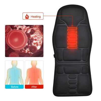 Massageador elétrico para costas, infravermelho, massagem corporal completa, almofada, aquecimento, vibrador, carro, casa, escritório, lombar, pescoço, colchão, cadeira