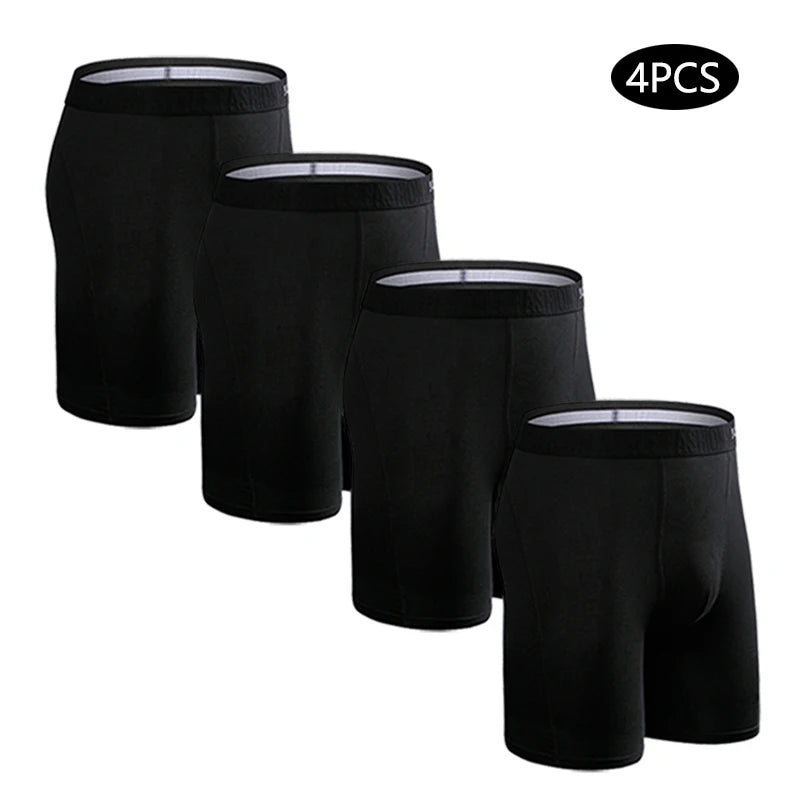 4 peças boxers longos para homens roupa íntima plus size calcinhas masculinas sexy pernas longas cuecas de algodão boxer masculino moda masculina tronco