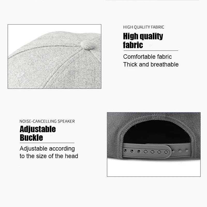 Boné de beisebol ajustável com microfone, fone de ouvido esportivo Bluetooth com dois alto-falantes, música e corrida sem fio