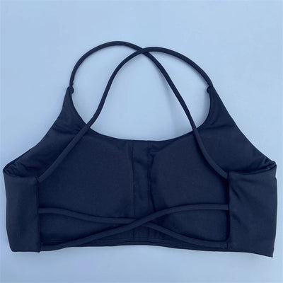 Sutiã esportivo feminino sexy com alças cruzadas nas costas, sutiã fitness de alto impacto para academia, ioga, treino, top curto, colete push up, roupa íntima para corrida
