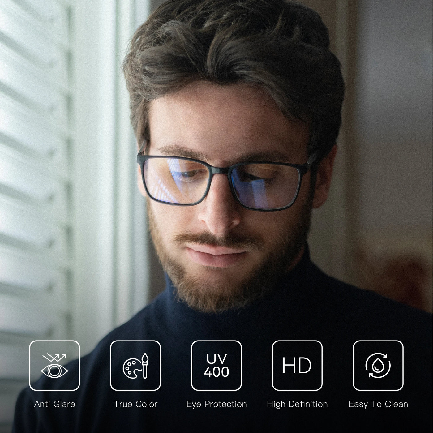 Óculos de leitura quadrados antirreflexo com bloqueio de luz azul ZENOTTIC Fashion para homens, óculos esportivos para leitura, unissex, óculos antirreflexo para computador