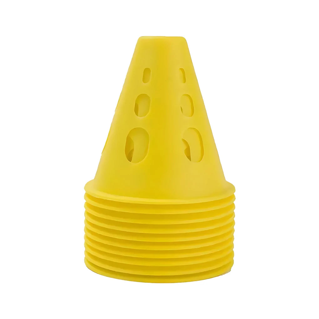 Cone de treinamento de futebol rosa com 10 peças de pilha oca para patinação, à prova de vento, para montagem rápida e fácil armazenamento