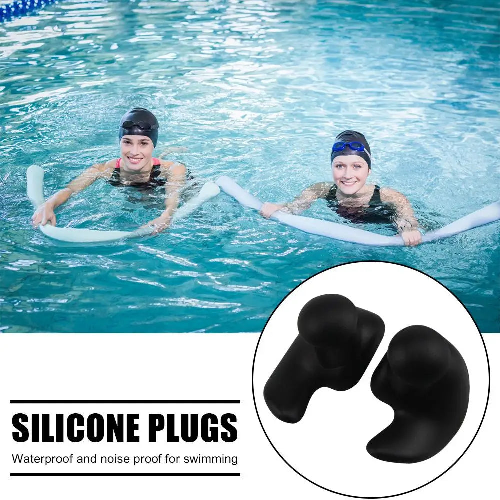 1 par de protetores auriculares macios à prova d'água, de silicone, portáteis, acessórios para natação, protetores auriculares duráveis, textura delicada clássica