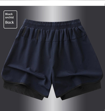 Shorts esportivos casuais anti-exposição de camada dupla masculinos, mais vendidos no verão, para corrida, fitness, calças três quartos