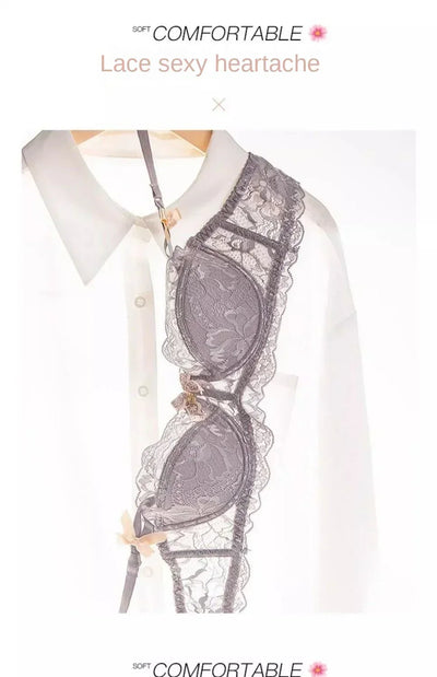 MOYISU Sutiã de renda romântica francesa confortável, respirável, sexy e fino, coleção Pure Desire Girls, roupa íntima super bonita