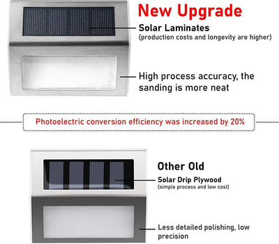 Luz de degrau 3LED de aço inoxidável, luzes solares para cerca, à prova d'água, lâmpadas de parede LED para áreas externas, luzes de deck para escada, jardim, cerca, pátio