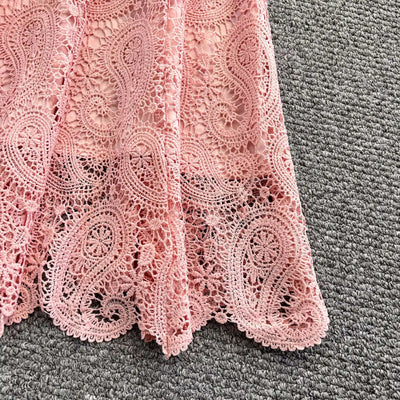 Elegante vestido longo de pérolas, conjunto feminino de 2 peças, manga curta, flor, bordado, camisa de renda, saia midi evasê