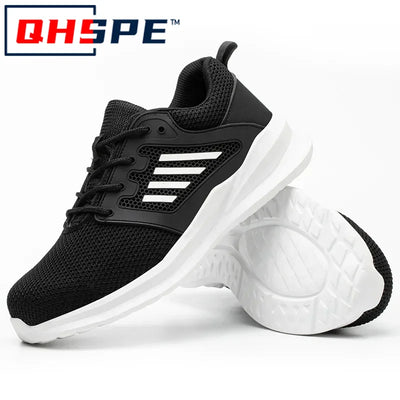 Tênis de trabalho com biqueira de aço, calçados de segurança masculinos à prova de furos, botas de trabalho da moda, calçados indestrutíveis de segurança