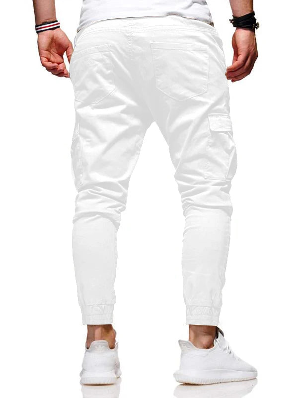 Calças esportivas com elástico, calças compridas casuais para corrida, calças de perna pequena, com cordão elástico, para outono e inverno