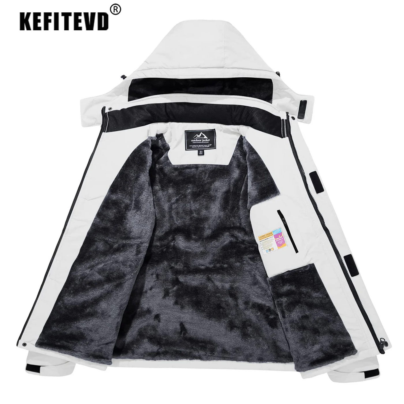 Jaqueta feminina de inverno pesada para snowboard e esqui KEFITEVD, térmica, quente, para caminhadas, corta-vento, casual