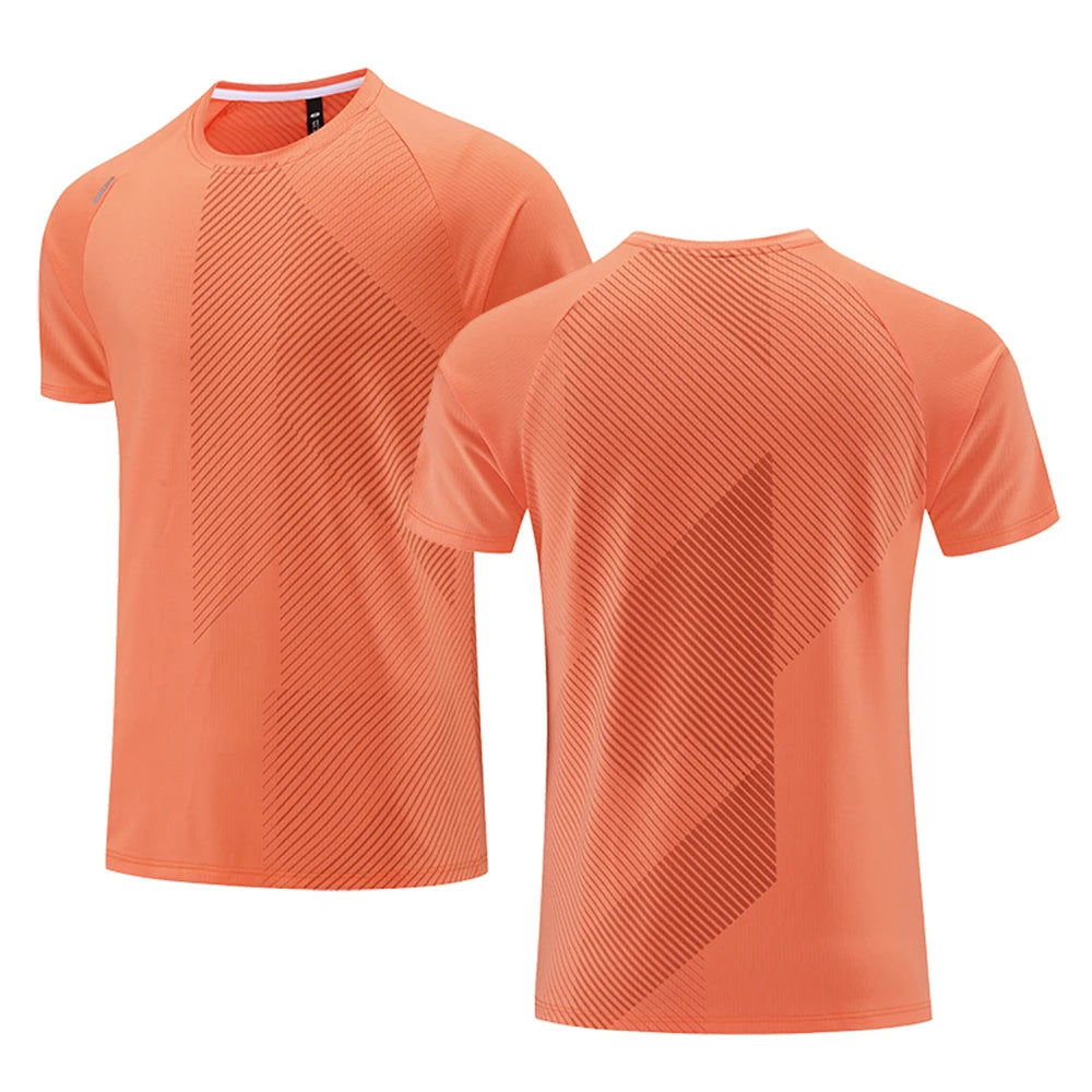Camiseta fitness masculina de verão, respirável, manga curta, gola redonda, camiseta justa, roupa de ginástica, roupa esportiva para atividades ao ar livre