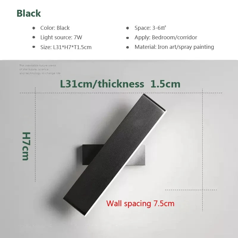 Luminária de parede LED moderna giratória para sala de estar, sala de jantar, quarto, cabeceira, luminária de parede de alumínio, decoração de casa interna, arandela brilhante