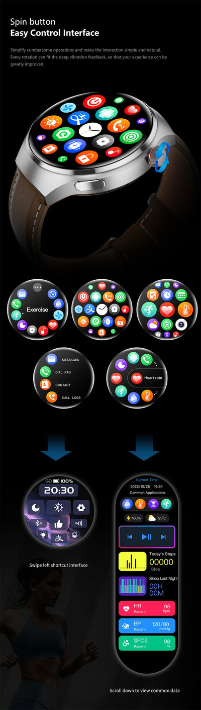 Para Huawei Watch 4 Pro NFC Smart Watch Masculino GPS Sports Tracker Tela HD de 1,53" Monitor de Saúde Relógios Bluetooth Chamada SmartWatch