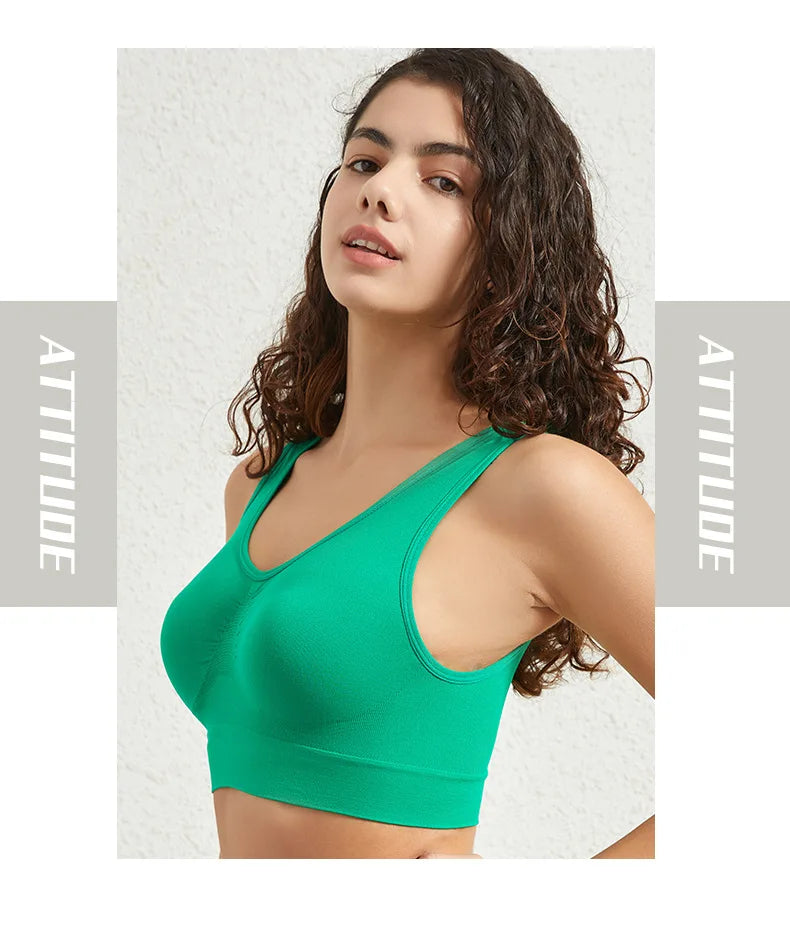 1 peça sutiã esportivo feminino tamanho grande sem argola de aço roupa íntima sem costura bojo removível corrida esporte ioga colete sutiãs