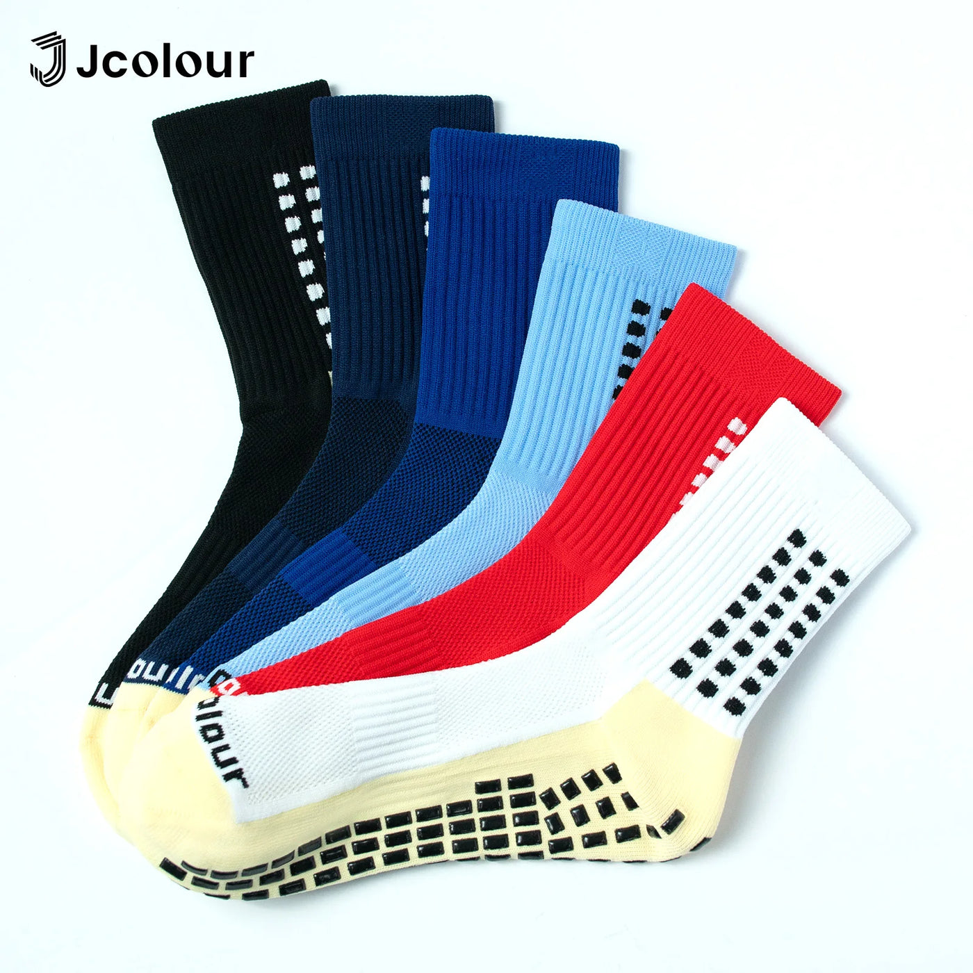 Meias de futebol masculinas, meias de corrida de poliamida, meias de futebol antiderrapantes, meias de corrida de cano médio