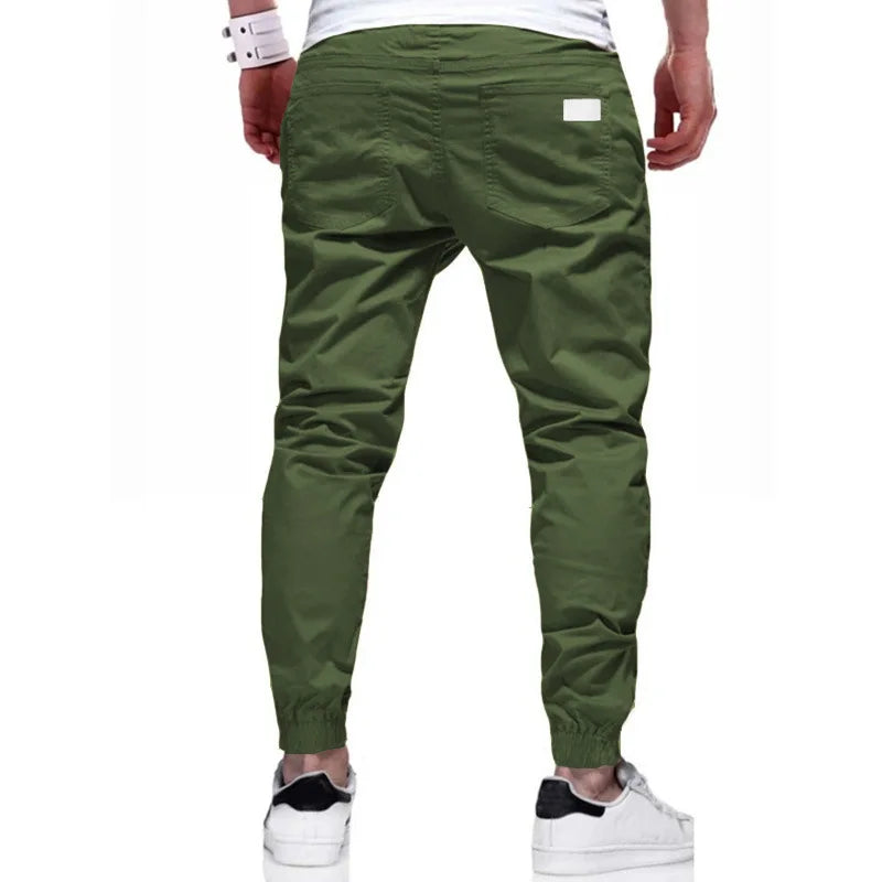 Calça cargo longa masculina de cor sólida, nova coleção outono 2019, calça de moletom masculina de alta qualidade, calça esportiva branca casual, roupas de grife