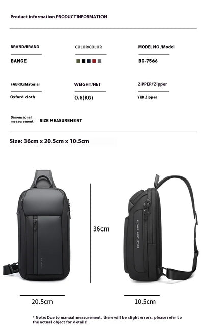 Bange nova bolsa de peito impermeável da moda Oxford bolsa crossbody modelos masculinos bolsa de peito masculina bolsa de ombro de lazer grande capacidade