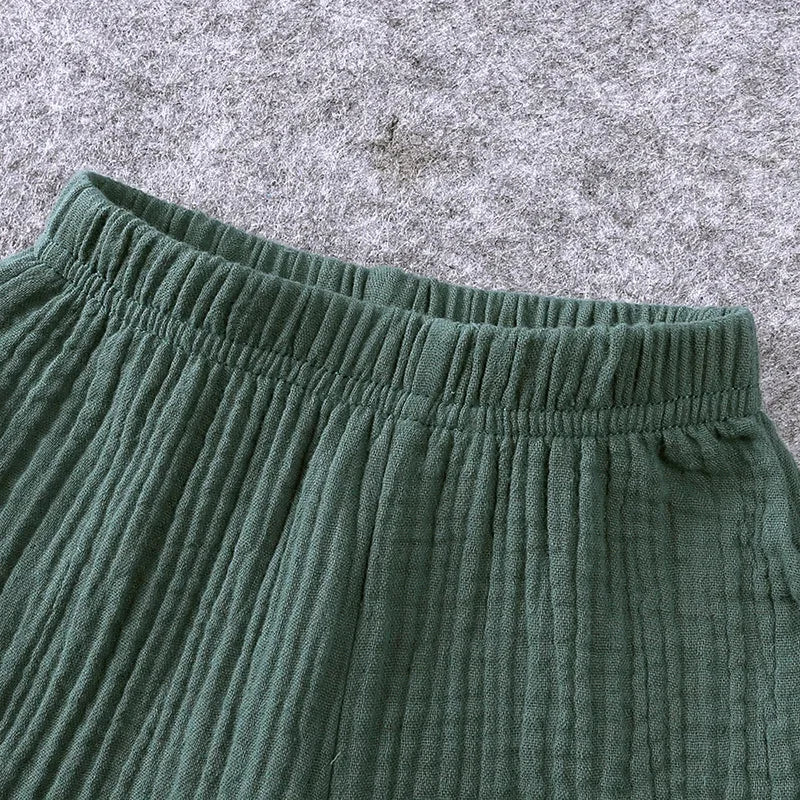 Conjunto de bebê unissex 100% algodão, 2 peças, verão 2025, camisa de manga curta lisa, casual, infantil, 1-7 anos