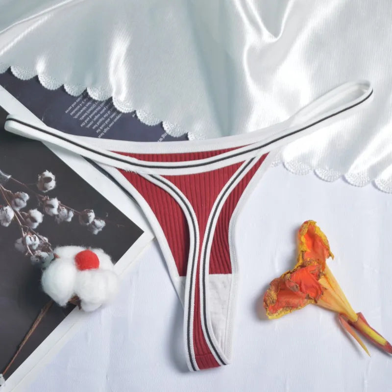 Calcinha feminina de algodão, fio dental sexy, sem costura, invisível, cintura baixa, confortável, cor sólida, fio dental