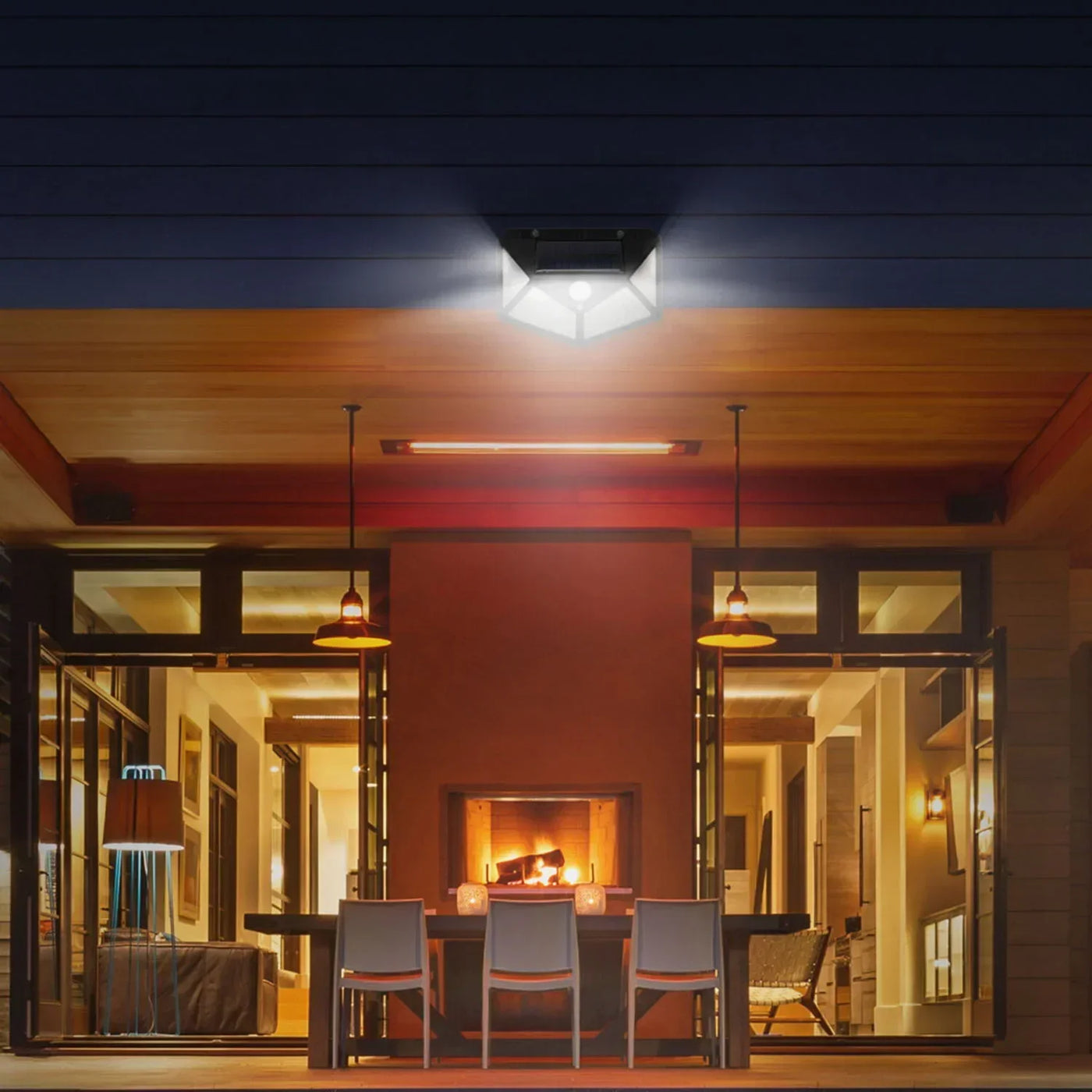 Lâmpada solar multifuncional para decoração de jardim externo, luz LED solar à prova d'água, holofote alimentado por luz solar com sensor de movimento