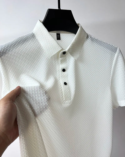 Nova camiseta masculina de manga curta de verão, camisa polo fresca e respirável, casual para negócios, com absorção de suor
