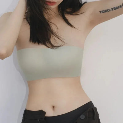 Sutiã sem costura sexy, sutiã invisível sem alças, roupa íntima feminina fina, antiderrapante, push up, lingerie feminina sem fio