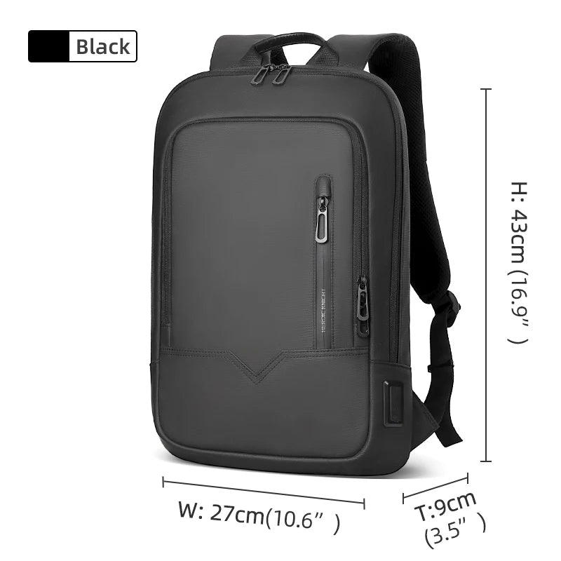 Mochila Heroic Knight para laptop de 14" Mochila fina masculina multifuncional para negócios, à prova d'água, com carregamento USB, mochila de viagem para trabalho